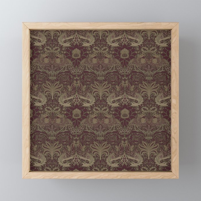 William Morris Peacock and Dragon Moss Wine Mini Art Print Gallery Image 1
