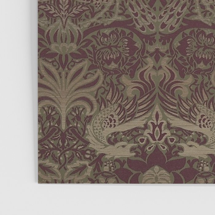William Morris Peacock and Dragon Moss Wine Poster Gallery Image 3