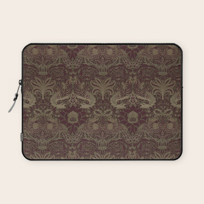William Morris Peacock and Dragon Moss Wine Laptop Sleeve Gallery Image 1
