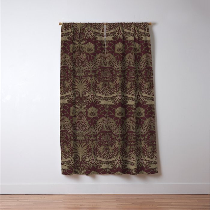 William Morris Peacock and Dragon Moss Wine Window Curtain Gallery Image 3