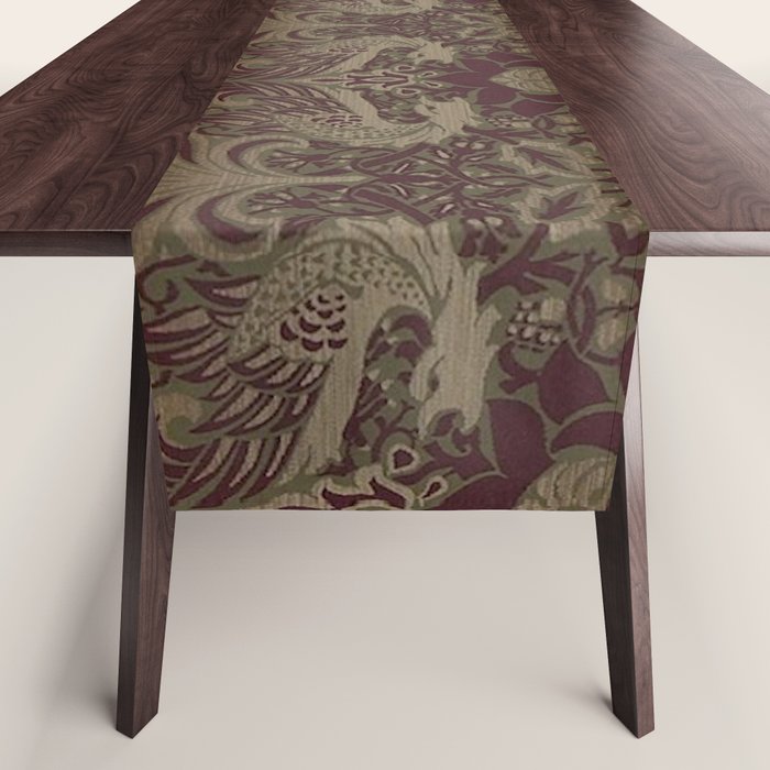 William Morris Peacock and Dragon Moss Wine Table Runner Gallery Image 1