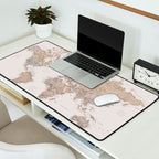 World map with cities in brown and light gray Desk Mat Gallery Image 2
