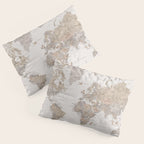 World map with cities in brown and light gray Pillow Sham Gallery Image 3