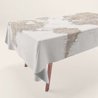 World map with cities in brown and light gray Tablecloth Gallery Image 1