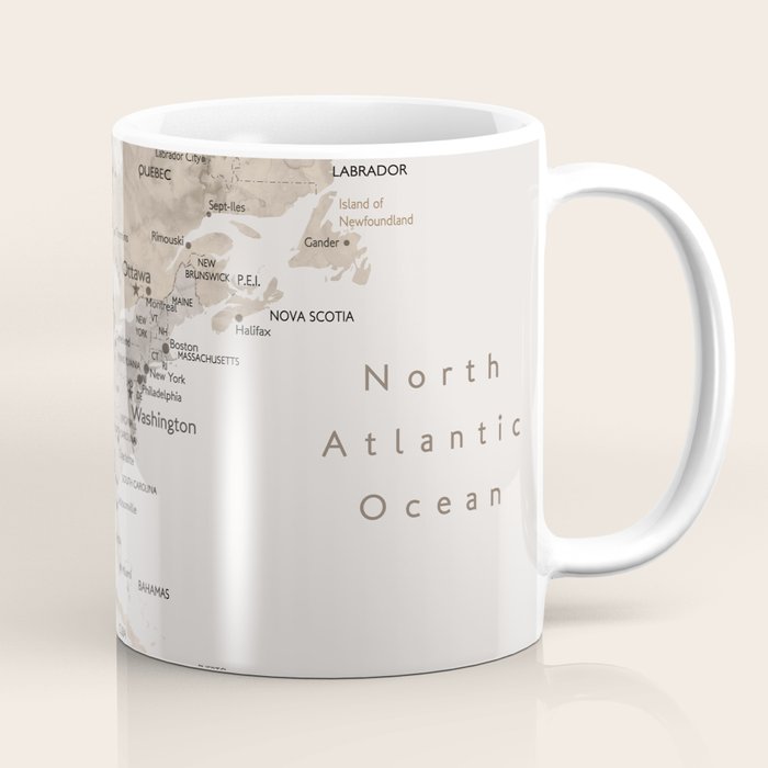 World map with cities in brown and light gray Coffee Mug Gallery Image 1