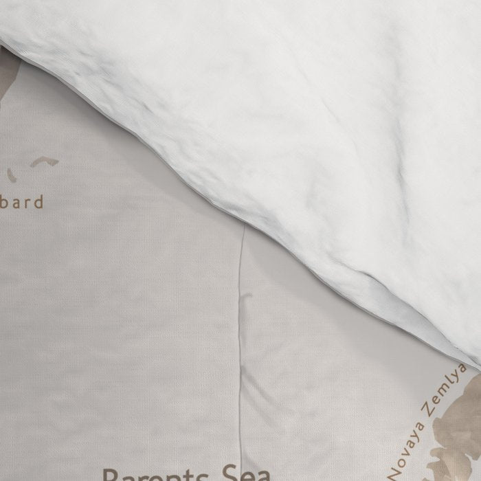 World map with cities in brown and light gray Comforter Gallery Image 4