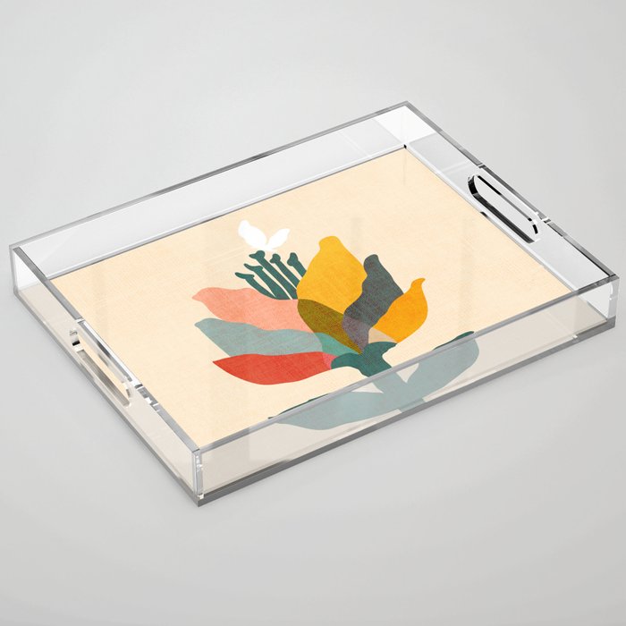 Flower and butterfly Acrylic Tray Gallery Image 1