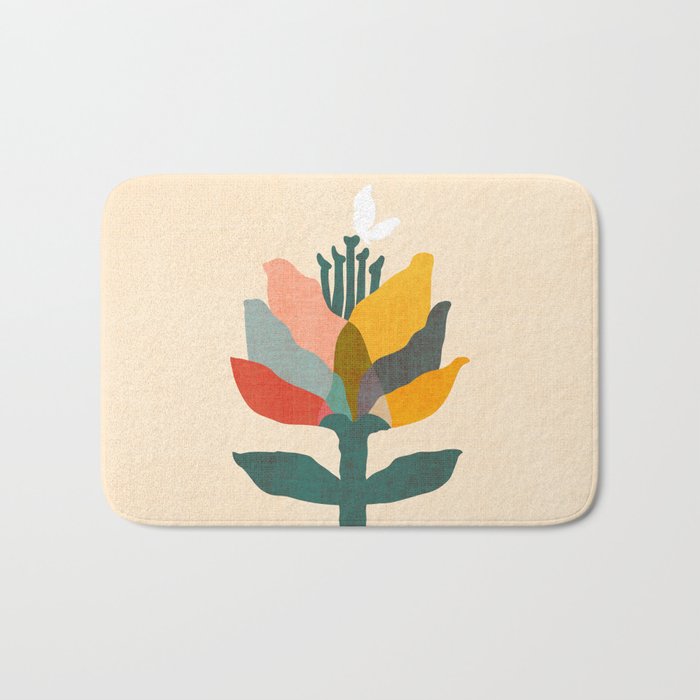 Flower and butterfly Bath Mat Gallery Image 1