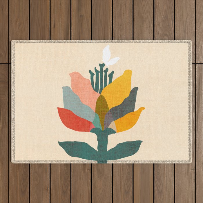 Flower and butterfly Outdoor Rug Gallery Image 1