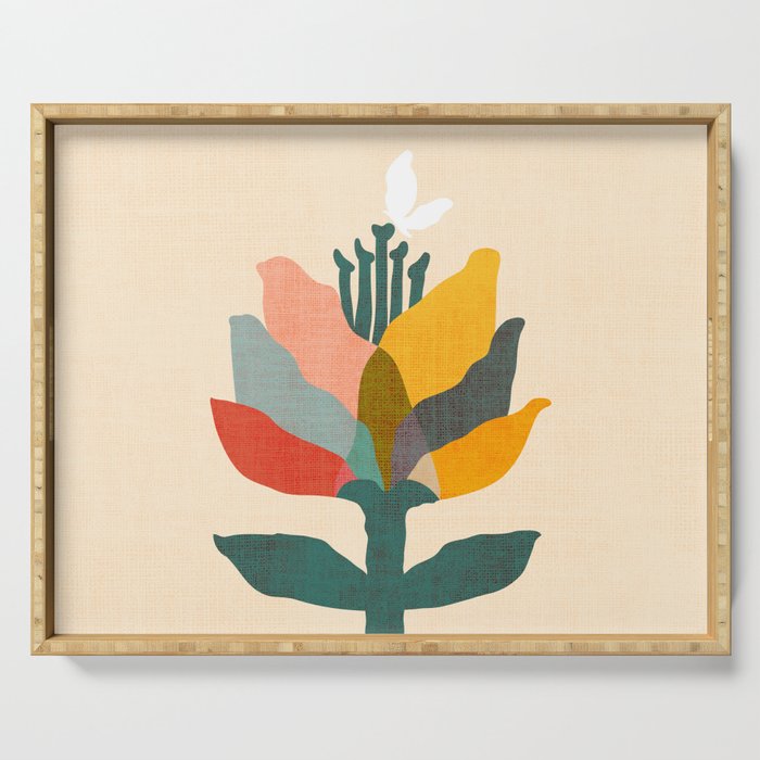 Flower and butterfly Serving Tray Gallery Image 1
