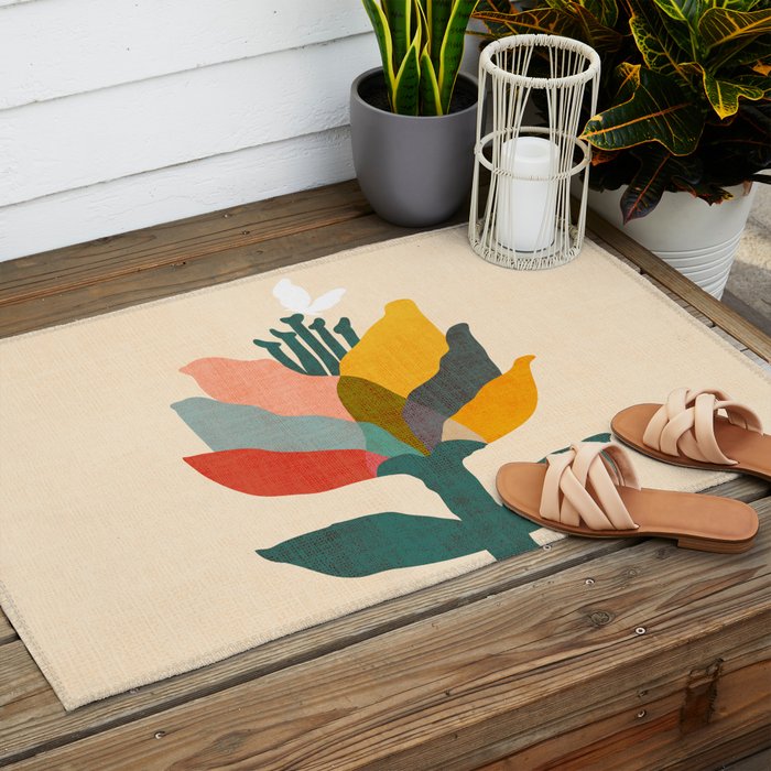 Flower and butterfly Outdoor Rug Gallery Image 2