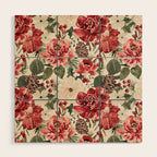 Vintage Christmas Floral Wood Wall Art Gallery Image 1