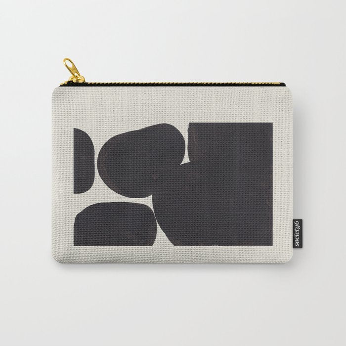 Black & White Minimalist Abstract Shapes Patterns Black Ink Painting Carry All Pouch Gallery Image 1