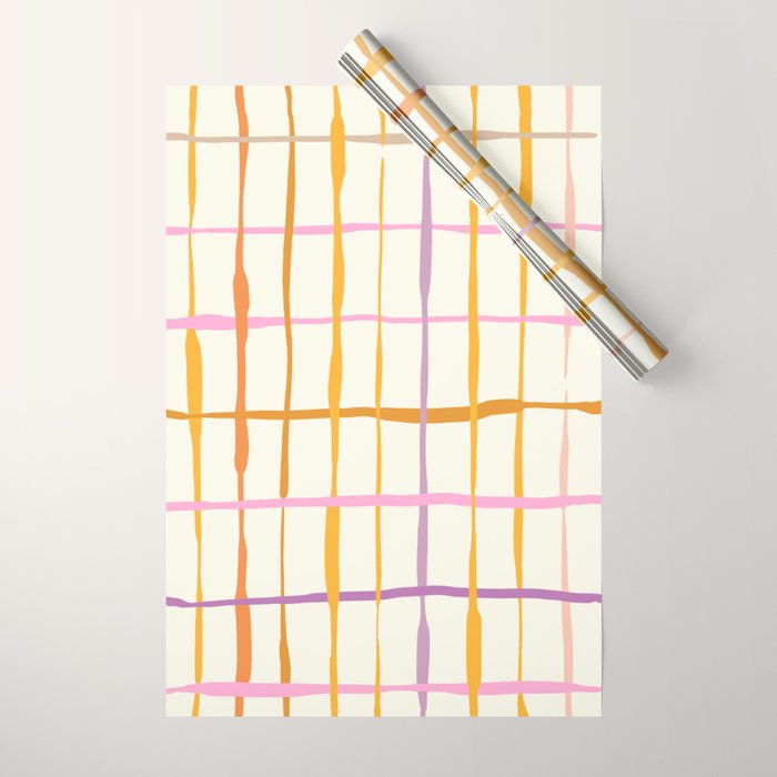 Summer lines orange Wrapping Paper Gallery Image 1