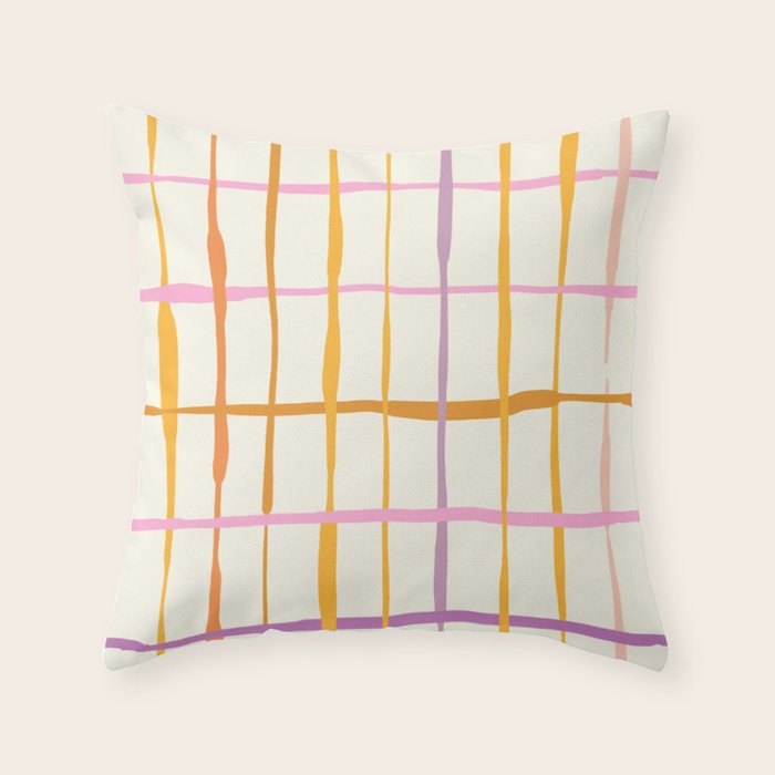 Summer lines orange Throw Pillow Gallery Image 1