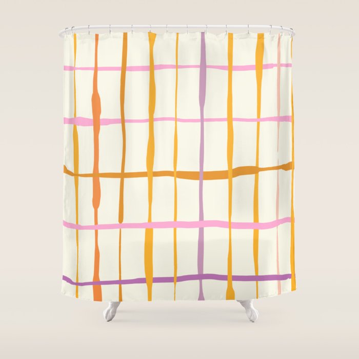 Summer lines orange Shower Curtain Gallery Image 1