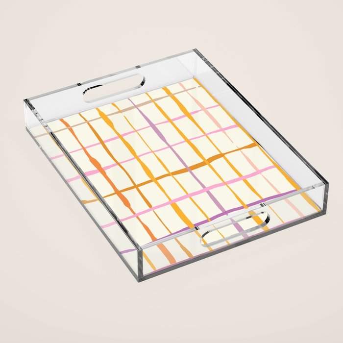 Summer lines orange Acrylic Tray Gallery Image 1