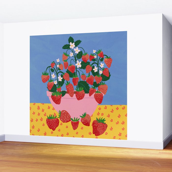 Potted Strawberries Wall Mural Gallery Image 2