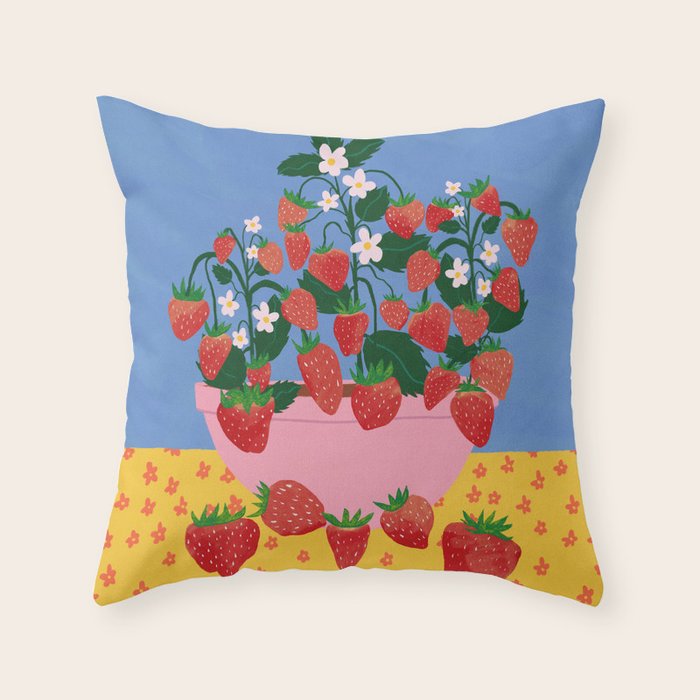 Potted Strawberries Throw Pillow Gallery Image 6