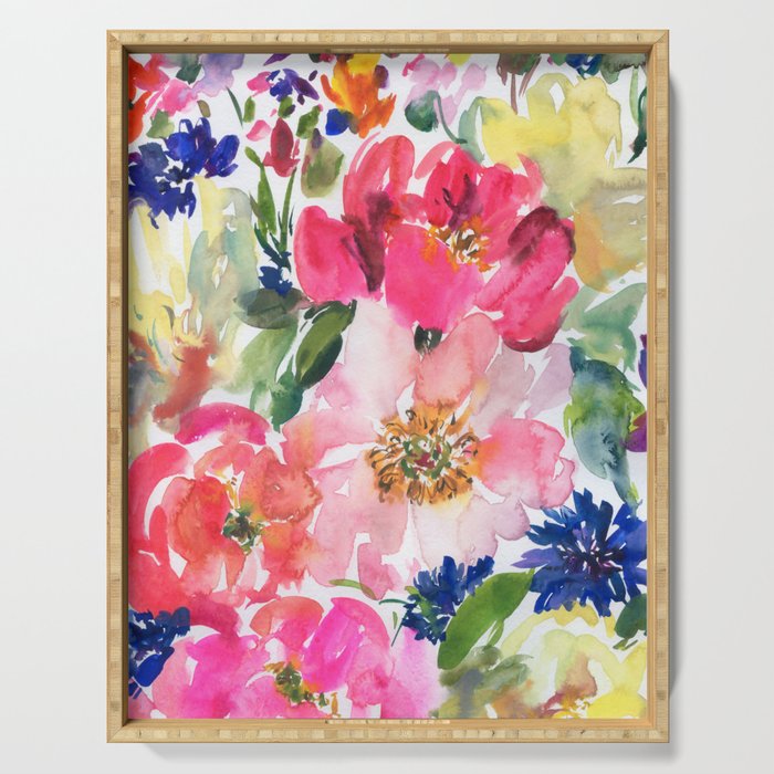 cool peonies Serving Tray Gallery Image 1