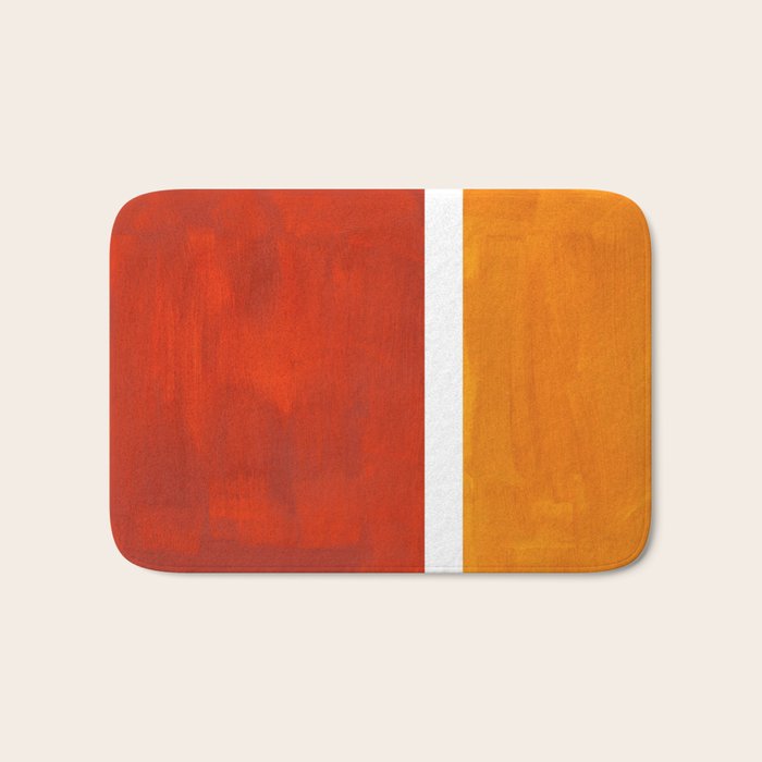 Burnt Orange Yellow Ochre Mid Century Modern Abstract Minimalist Rothko Color Field Squares Bath Mat Gallery Image 1