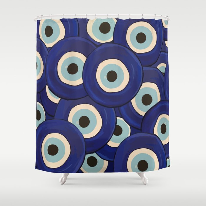Watercolor Evil Eye Shower Curtain Gallery Image 1