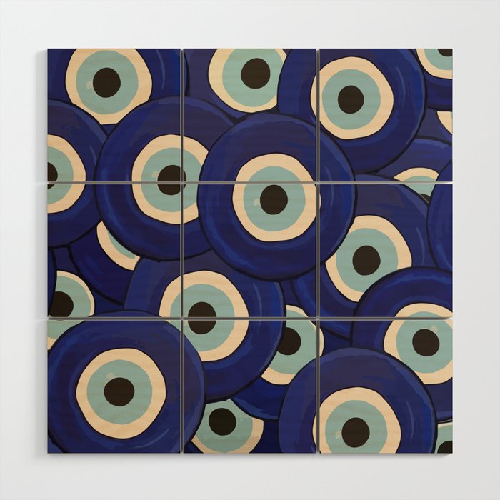 Watercolor Evil Eye Wood Wall Art Gallery Image 1