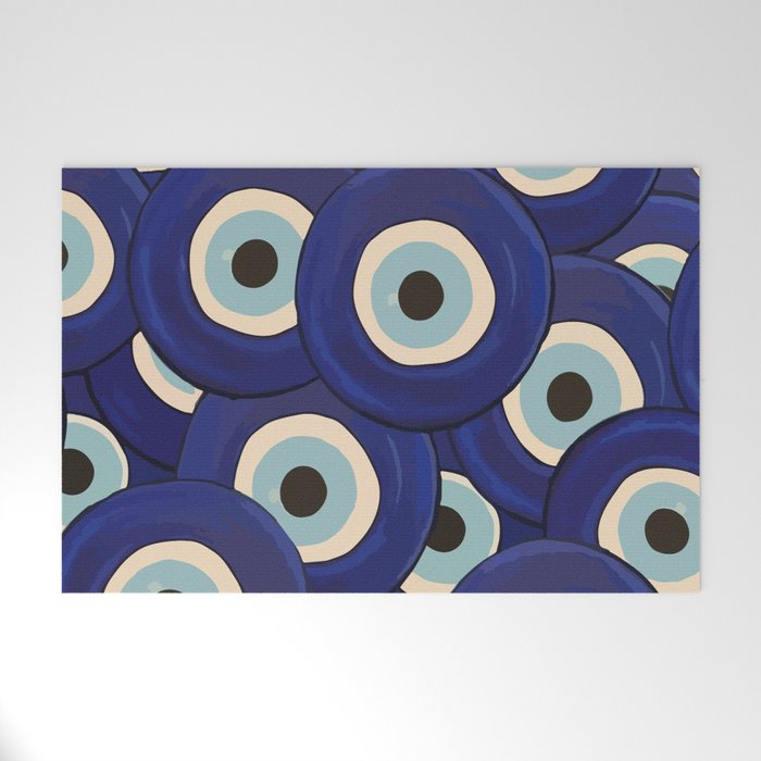 Watercolor Evil Eye Welcome Mat Gallery Image 1
