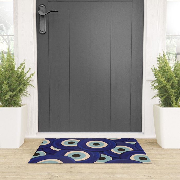 Watercolor Evil Eye Welcome Mat Gallery Image 3