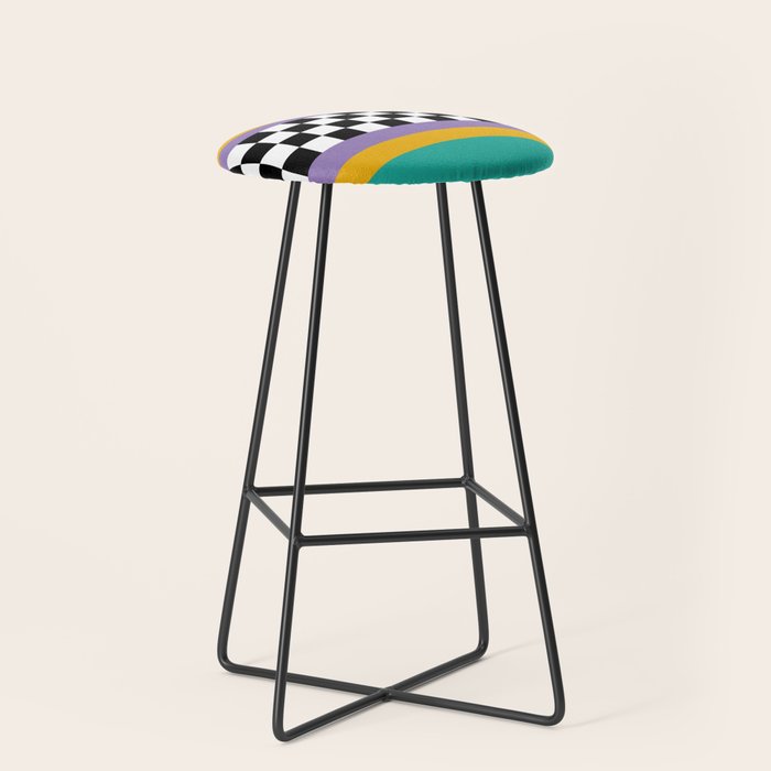 Checkered pattern grid / Vintage 80s / Retro 90s Stool Gallery Image 1