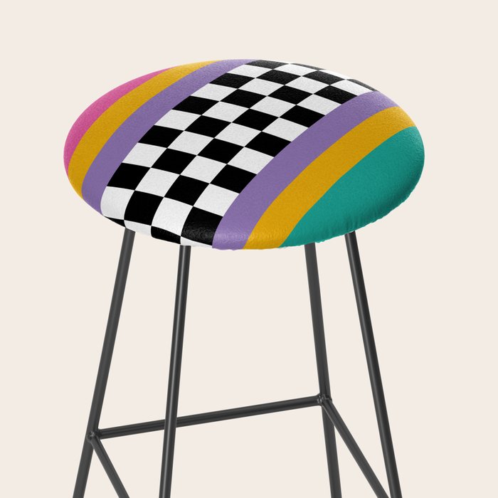 Checkered pattern grid / Vintage 80s / Retro 90s Stool Gallery Image 2
