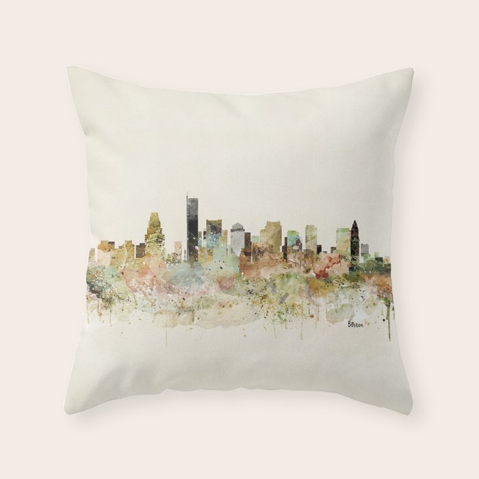 Boston Massachusetts skyline Throw Pillow Gallery Image 1