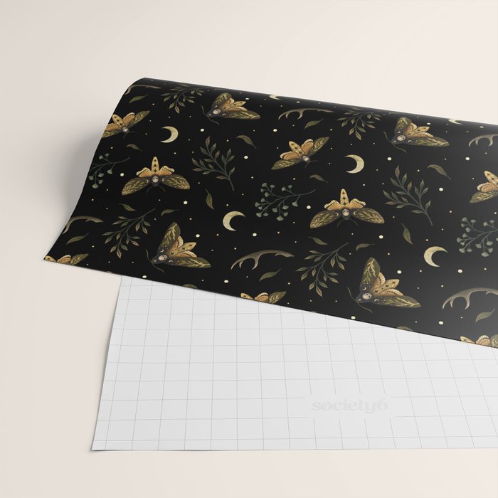 Death Head Moths Night Wrapping Paper Gallery Image 2