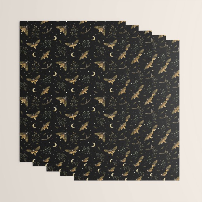 Death Head Moths Night Wrapping Paper Gallery Image 3
