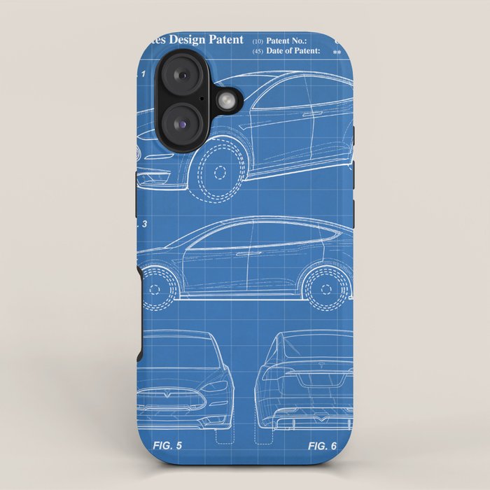 Tesla Model S Patent - Tesla Art - Blueprint iPhone Case Gallery Image 1