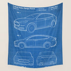 Tesla Model S Patent - Tesla Art - Blueprint Wall Tapestry Gallery Image 4