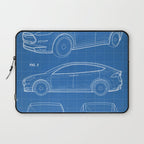 Tesla Model S Patent - Tesla Art - Blueprint Laptop Sleeve Gallery Image 1