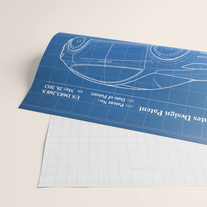 Tesla Model S Patent - Tesla Art - Blueprint Wrapping Paper Gallery Image 2