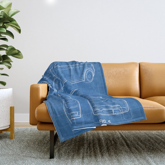Tesla Model S Patent - Tesla Art - Blueprint Throw Blanket Gallery Image 1