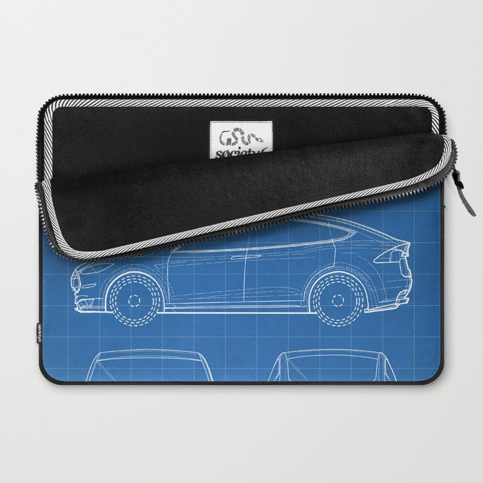 Tesla Model S Patent - Tesla Art - Blueprint Laptop Sleeve Gallery Image 2
