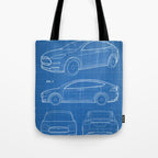 Tesla Model S Patent - Tesla Art - Blueprint Tote Bag Gallery Image 1