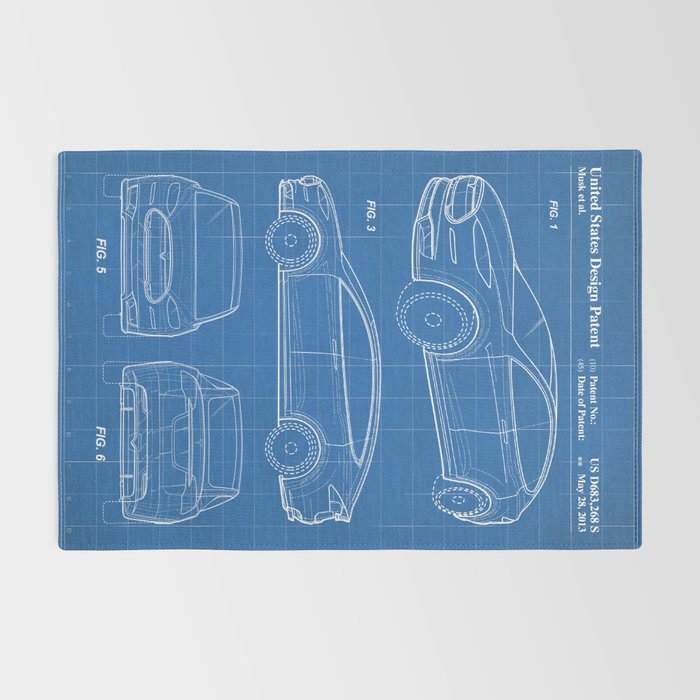 Tesla Model S Patent - Tesla Art - Blueprint Rug Gallery Image 2