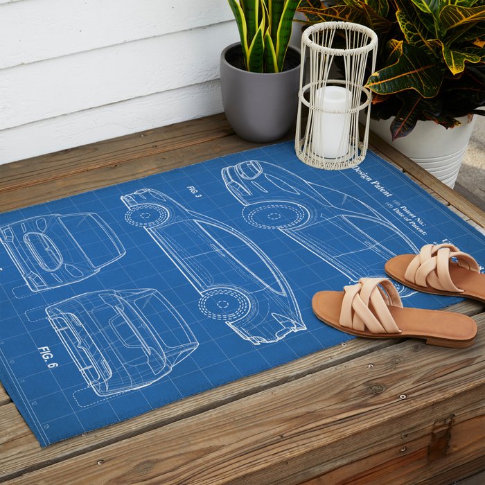 Tesla Model S Patent - Tesla Art - Blueprint Outdoor Rug Gallery Image 2