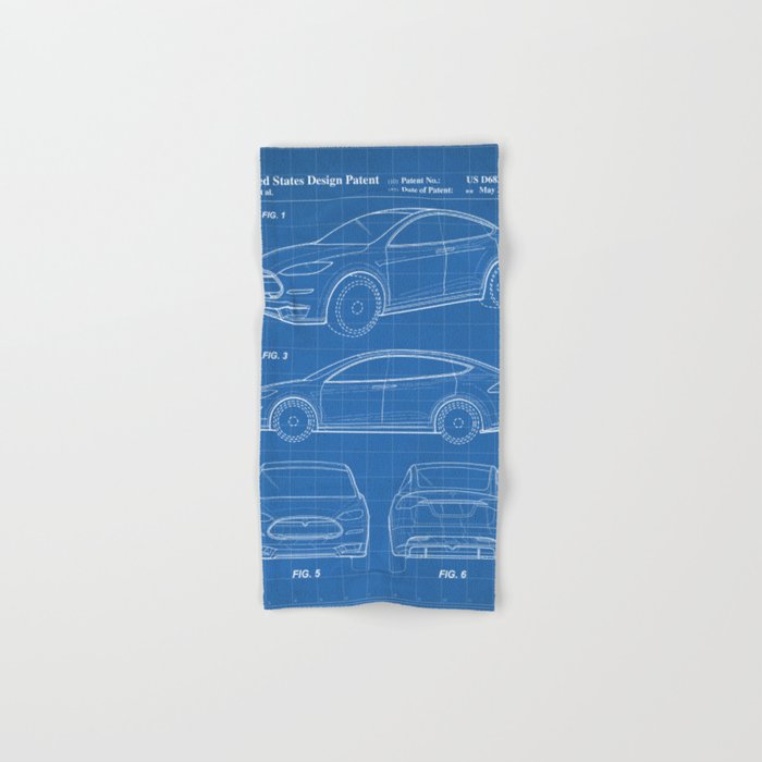Tesla Model S Patent - Tesla Art - Blueprint Towels Gallery Image 1