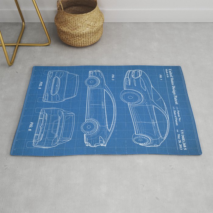Tesla Model S Patent - Tesla Art - Blueprint Rug Gallery Image 1