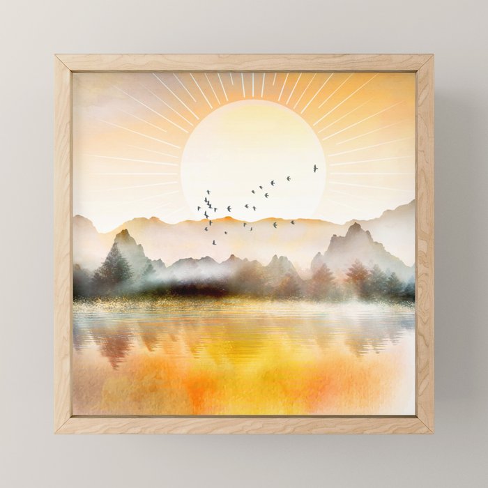 Lake Sunrise Mini Art Print Gallery Image 1