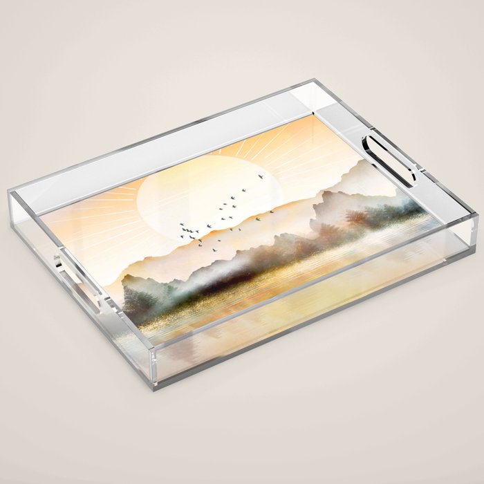 Lake Sunrise Acrylic Tray Gallery Image 1