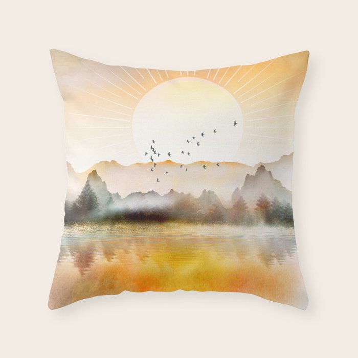 Lake Sunrise Throw Pillow Gallery Image 6