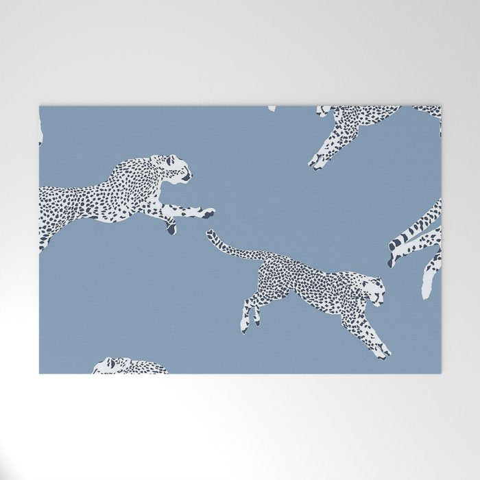 Leaping Cheetahs Cornflower Welcome Mat Gallery Image 1