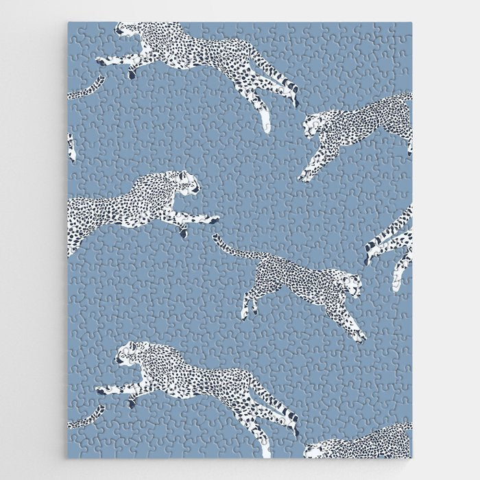 Leaping Cheetahs Cornflower Jigsaw Puzzle Gallery Image 1